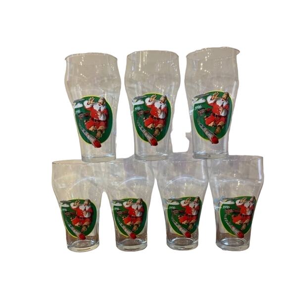 VTG Special Edition Christmas Santa Claus Large Bell-Shaped Coke Glasses Lot of - Picture 1 of 3